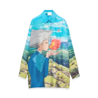 LOEWE x Howl's Moving Castle Calcifer Shirt in Silk "Multicolor"