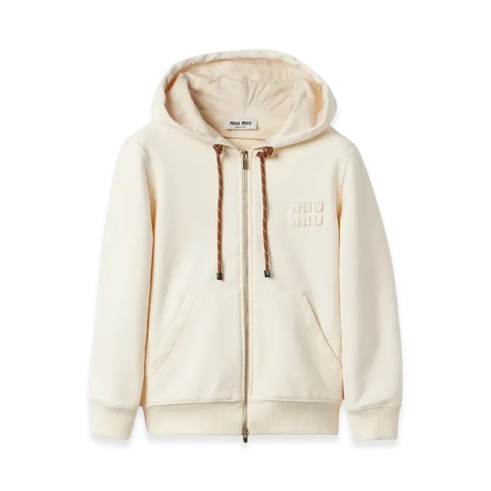 MIU MIU Women's Cotton Fleece Zipper Jacket "Natural"