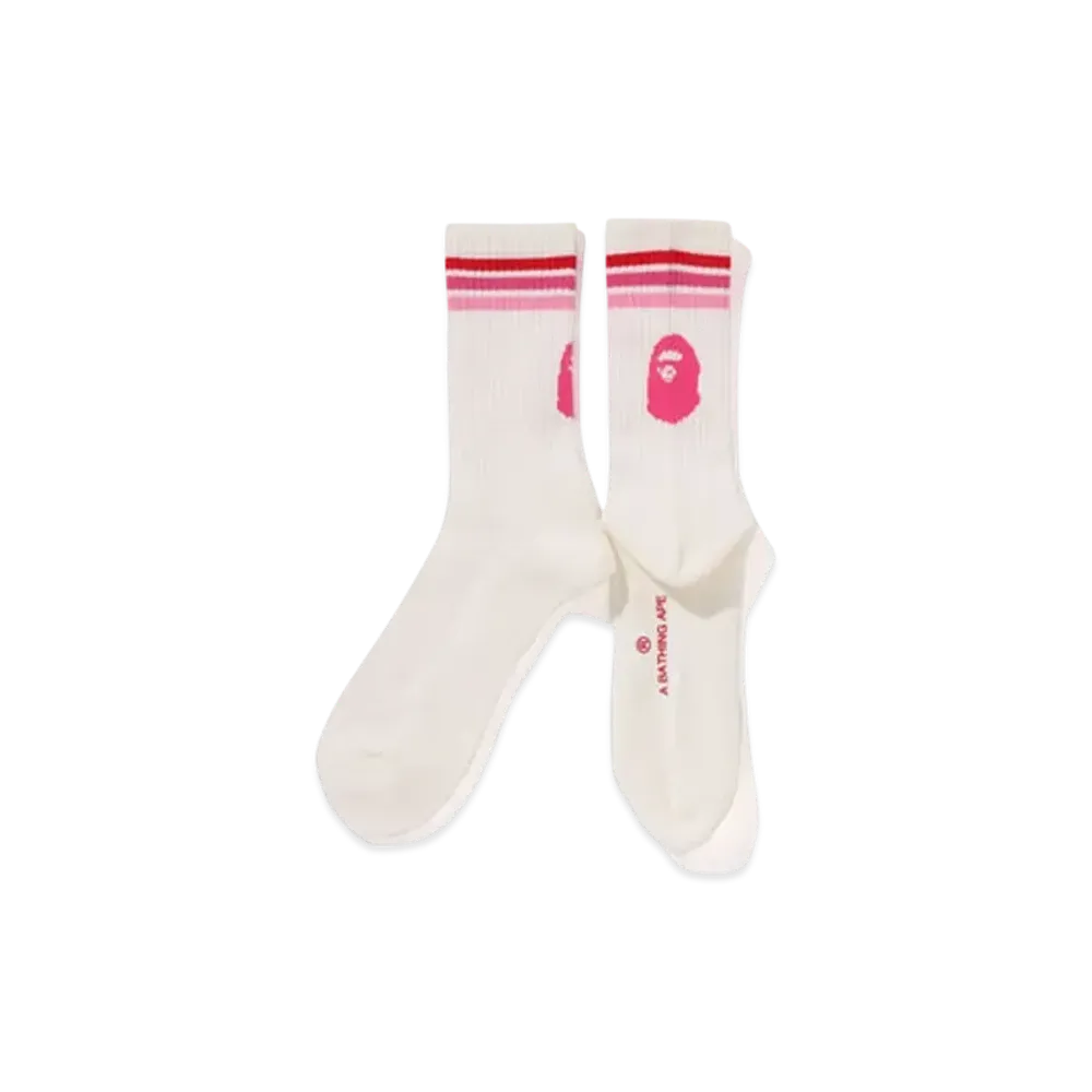 A BATHING APE Bape Line Socks "Pink"