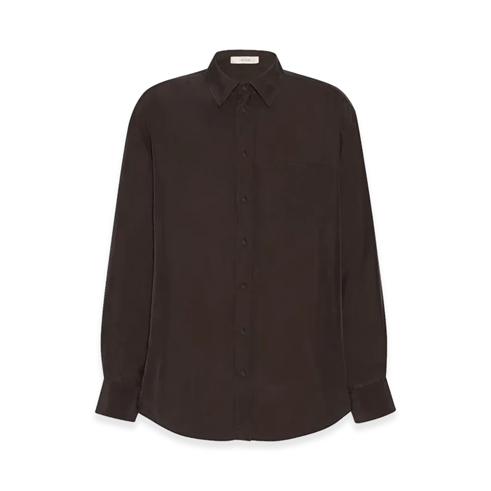 The Row Fiska Silk Shirt "Dark Brown"