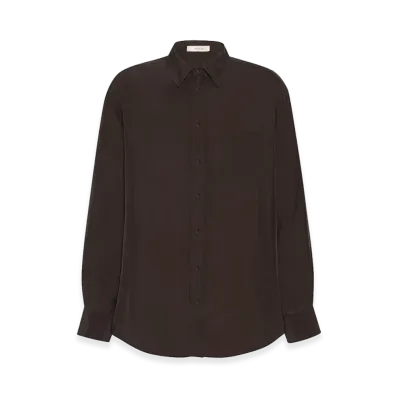 The Row Fiska Silk Shirt "Dark Brown"