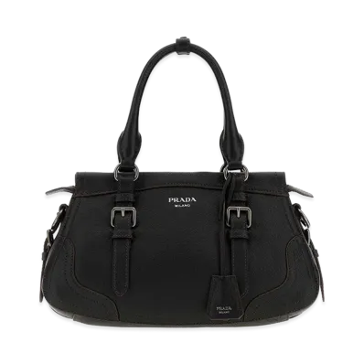 PRADA Wonen's Leather Large Handbag "Black"