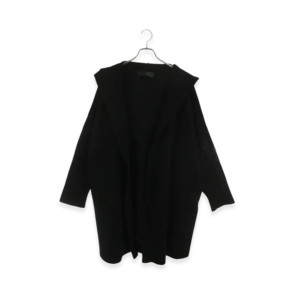 Chrome Hearts Take The Cannoli Calf Hair Cross Patch Hooded Knit Cardigan "Black/Silver"