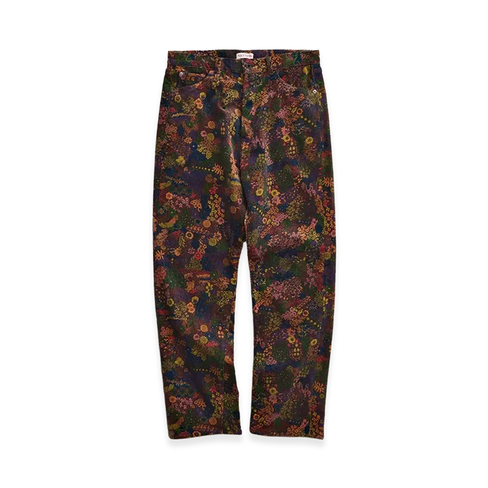 NICENESS P.Charles Floral Pattern Corduroy Trousers "Charcoal"