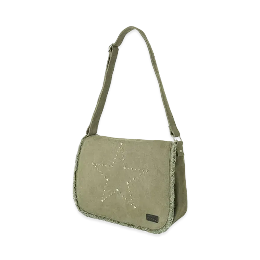 X-Girl Studded Messenger Bag "Olive"