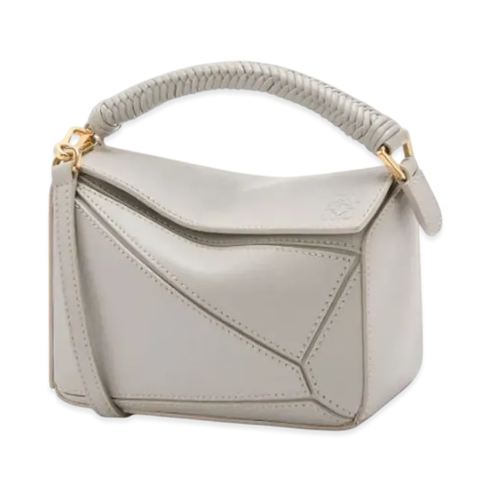 LOEWE Mini Puzzle Bag in Smooth Calfskin "Shell Grey"