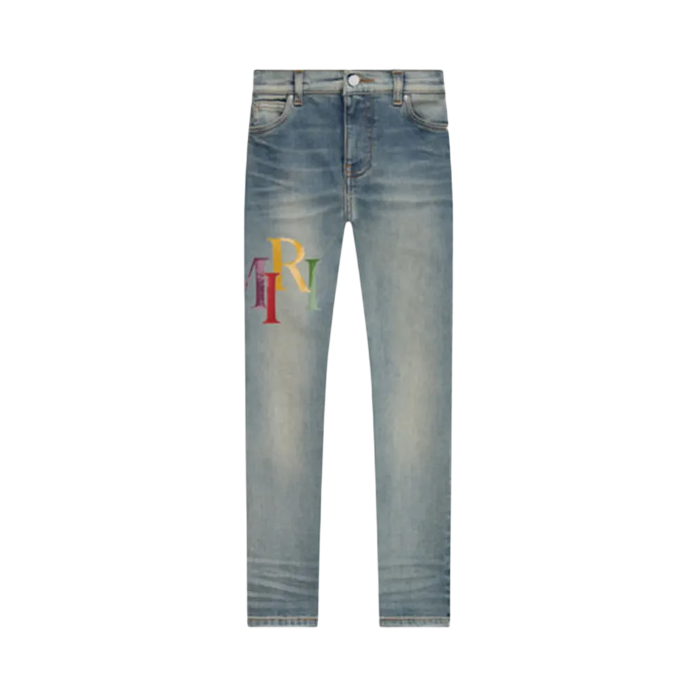 AMIRI Kids' Staggered Logo Jean "Antique Indigo"