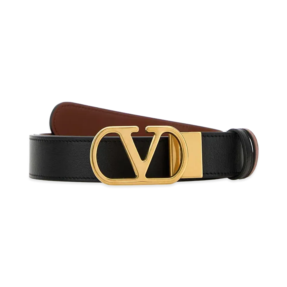 Valentino Reversible Leather Vlogo Belt "Black"