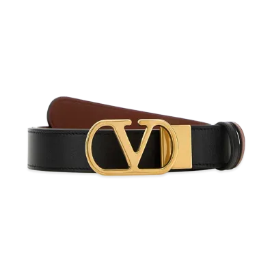 Valentino Reversible Leather Vlogo Belt "Black"