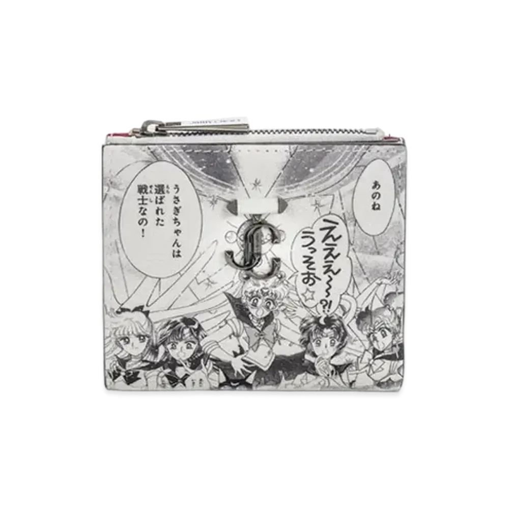 Jimmy Choo x Pretty Guardian Sailor Moon Sailor Guardians Hanni Wallet Manga Printed PU Leather "Monochrome"