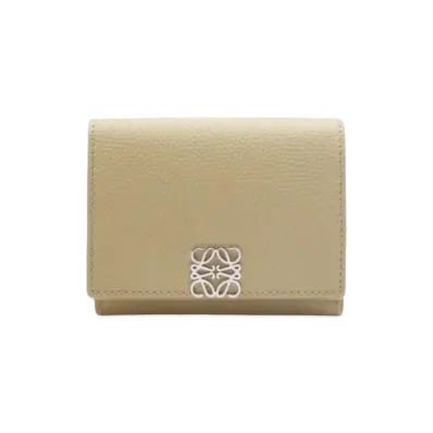LOEWE Anagram Trifold Wallet Pebble Grain Calf "Sand"