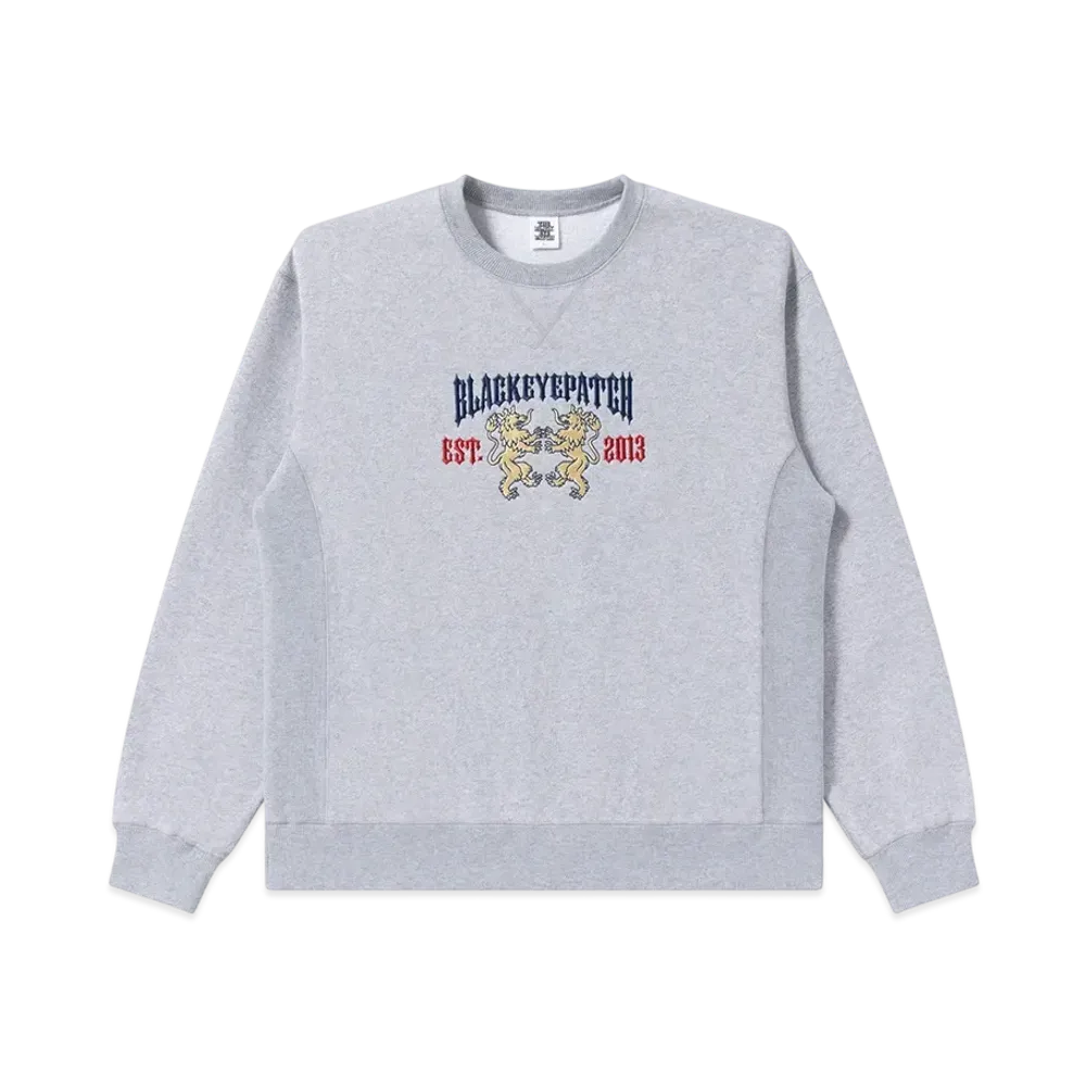 BlackEyePatch Heraldic College Crew Sweat "Heather Gray"