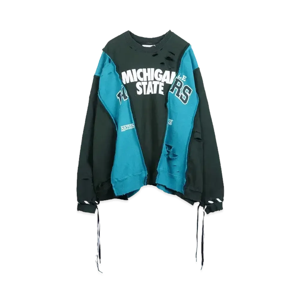 DISCOVERED HYPE DROP EXCLUSIVE WIDE DAMAGE COLLEGE SWEAT "BLACK EX06"