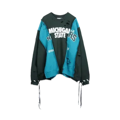 DISCOVERED HYPE DROP EXCLUSIVE WIDE DAMAGE COLLEGE SWEAT "BLACK EX06"