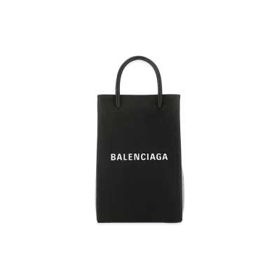 BALENCIAGA Women's Leather Phone Case "Black"