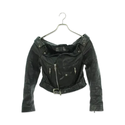 Chrome Hearts Baby Love Jacket Off-shoulder Double Riders Leather Jacket "Black"