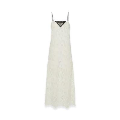 PRADA Women's Embroidered Lace Midi-Dress "Natural"
