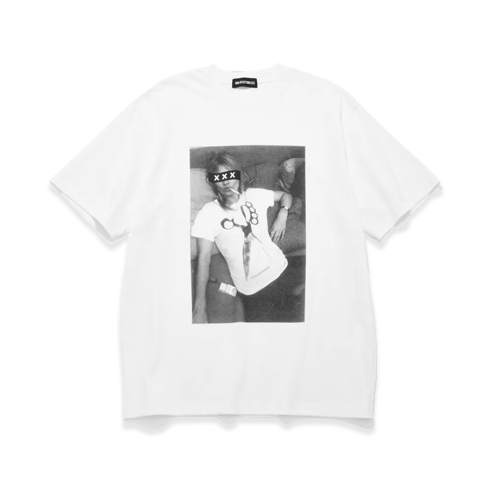 GOD SELECTION XXX Box Logo "Brass Knuckle Scissors" Photo Tee GX-S26-ST-20 "White"