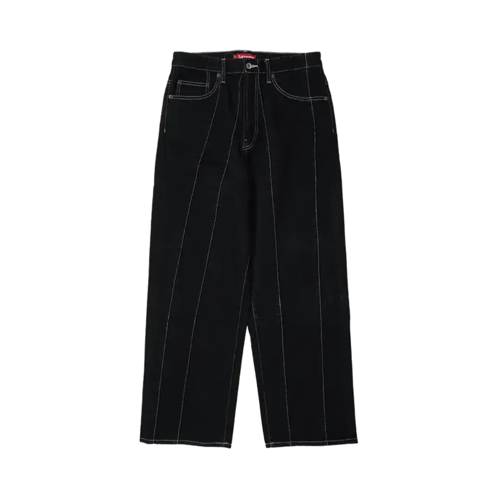 Supreme Paneled Stripe Baggy Jean "Black"