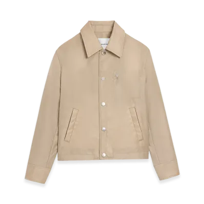 AMI PARIS Nylon Ami De Coeur Stud Buttoned Jacket "Beige"
