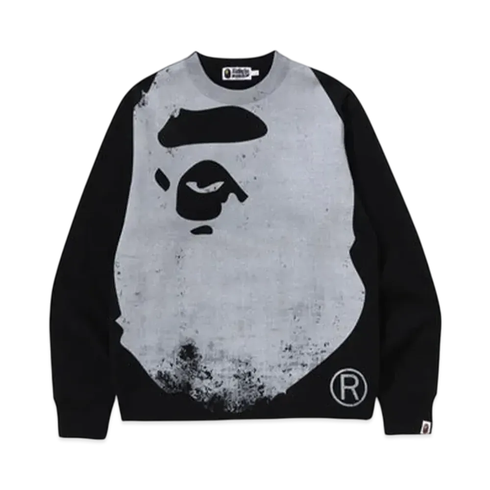 A BATHING APE Ape Head Over Print Crewneck Sweat "Black"