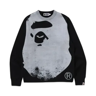 A BATHING APE Ape Head Over Print Crewneck Sweat "Black"