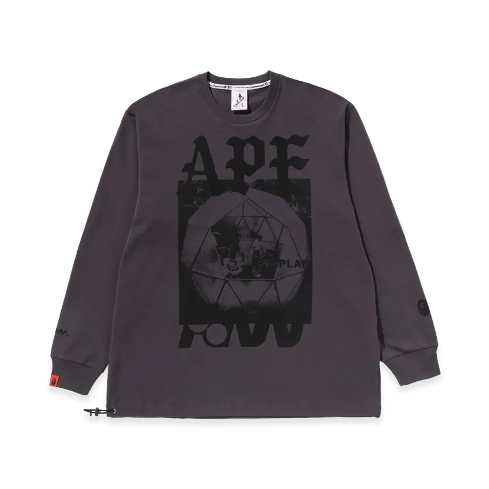 A BATHING APE x KAZUKI KURAISHI Ape Paw Geo L/S Tee "Charcoal"