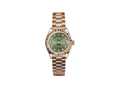 ROLEX Date-Just 28 Olive Green Dial 10P Diamonds 279175G