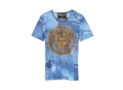 FENDI x Versace Fendace Denim Patchwork T-Shirt "Blue"