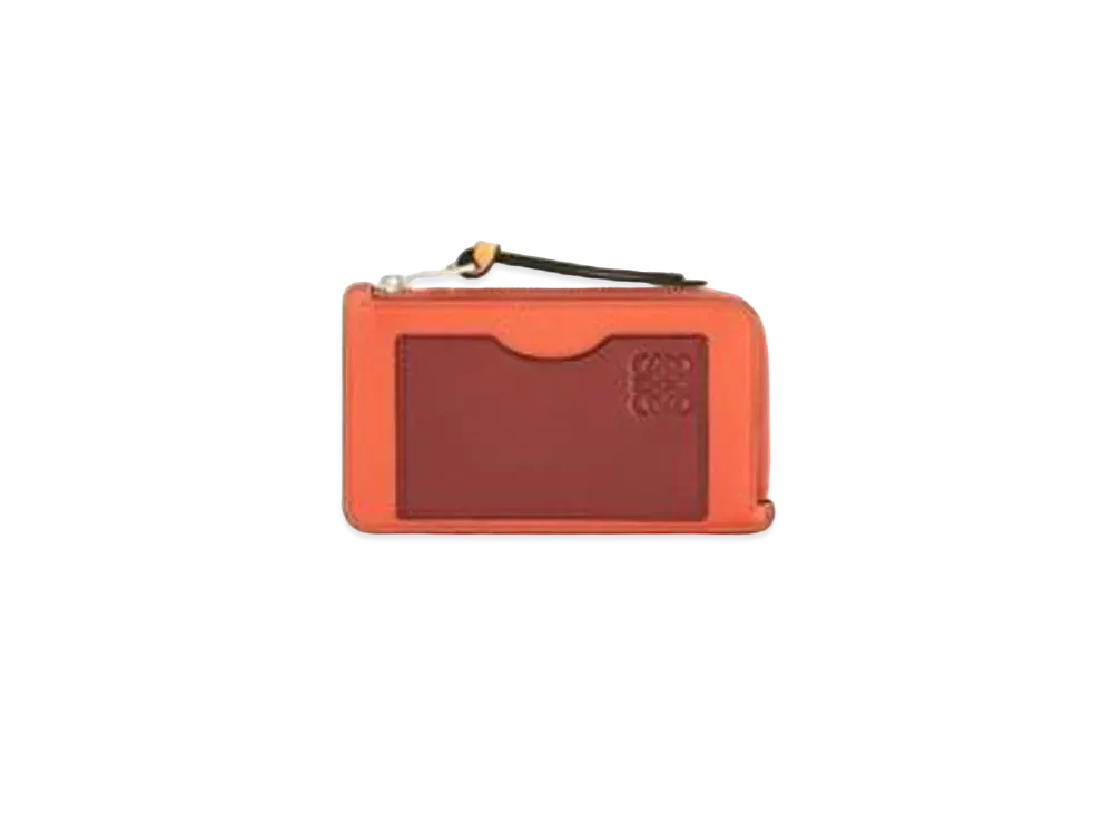 LOEWE Coin Cardholder In Soft Grained Calfskin "Coral / Soft Apricot"