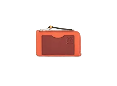 LOEWE Coin Cardholder In Soft Grained Calfskin "Coral / Soft Apricot"