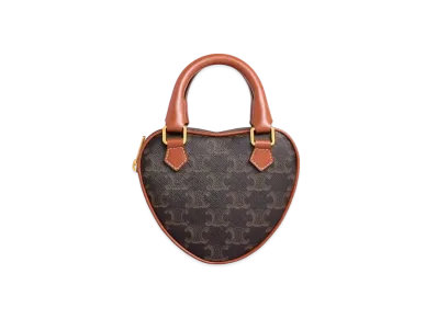 CELINE Medium Celine Heart in Triomphe Canvas and Calfskin "Tan"