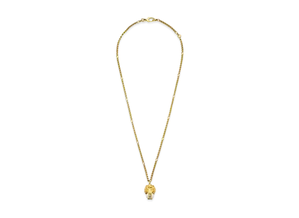 GUCCI Lion Head Necklace With Crystal "Gold"