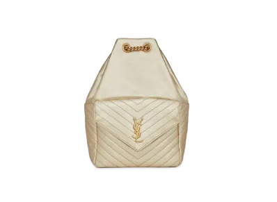 SAINT LAURENT Joe Backpack In Lame Leather "Pale Pink"