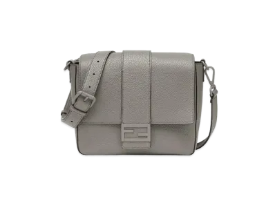 FENDI Baguette Messenger Bag Medium Leather "Gray"