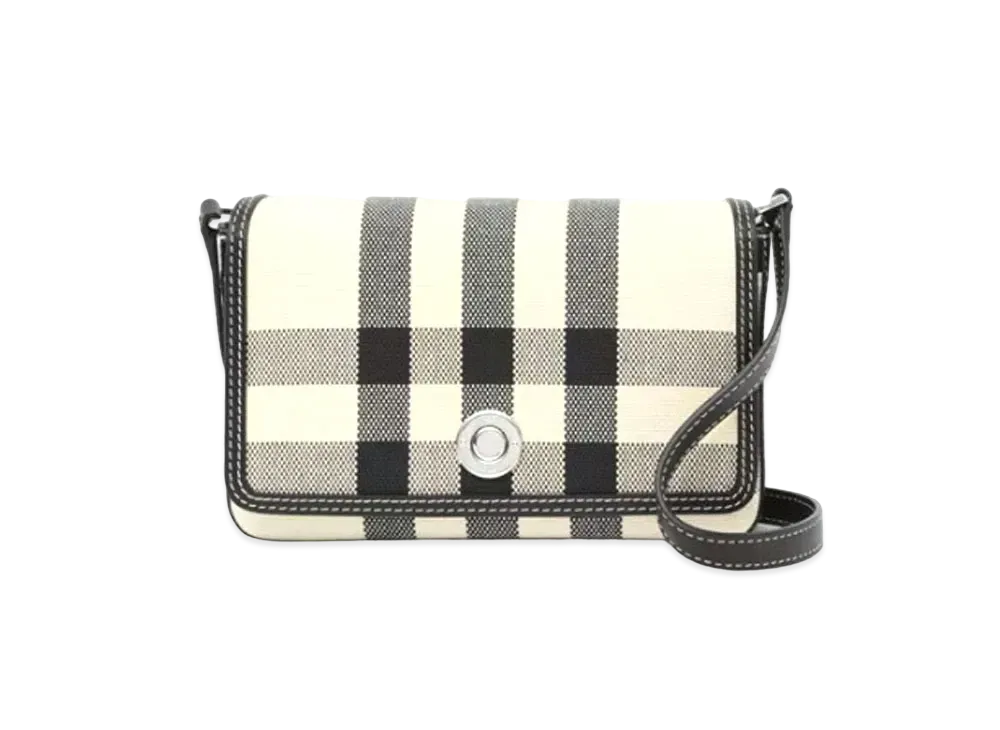 Burberry Mini Check Cotton Jacquard Note Bag "Black/White"