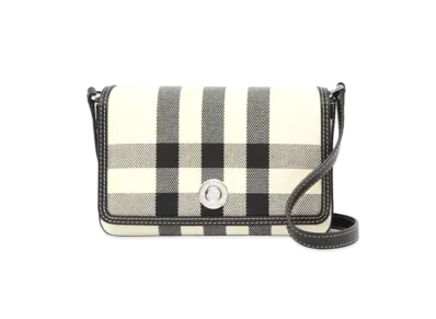 Burberry Mini Check Cotton Jacquard Note Bag "Black/White"