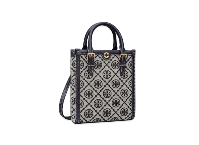 TORY BURCH T Monogram Jacquard Mini Tote "Tory Navy"