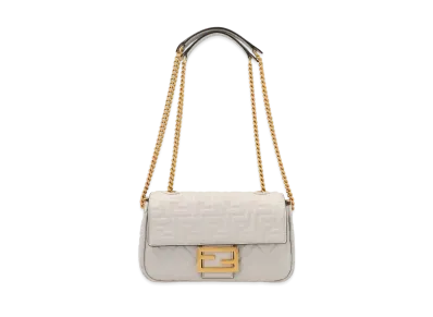 FENDI Baguette Chain Medium Leather Bag "Gray"