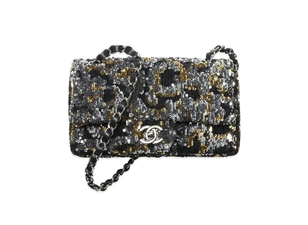 CHANEL Small Flap Bag Sequin "Black/Silver/Gold"