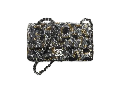 CHANEL Small Flap Bag Sequin "Black/Silver/Gold"