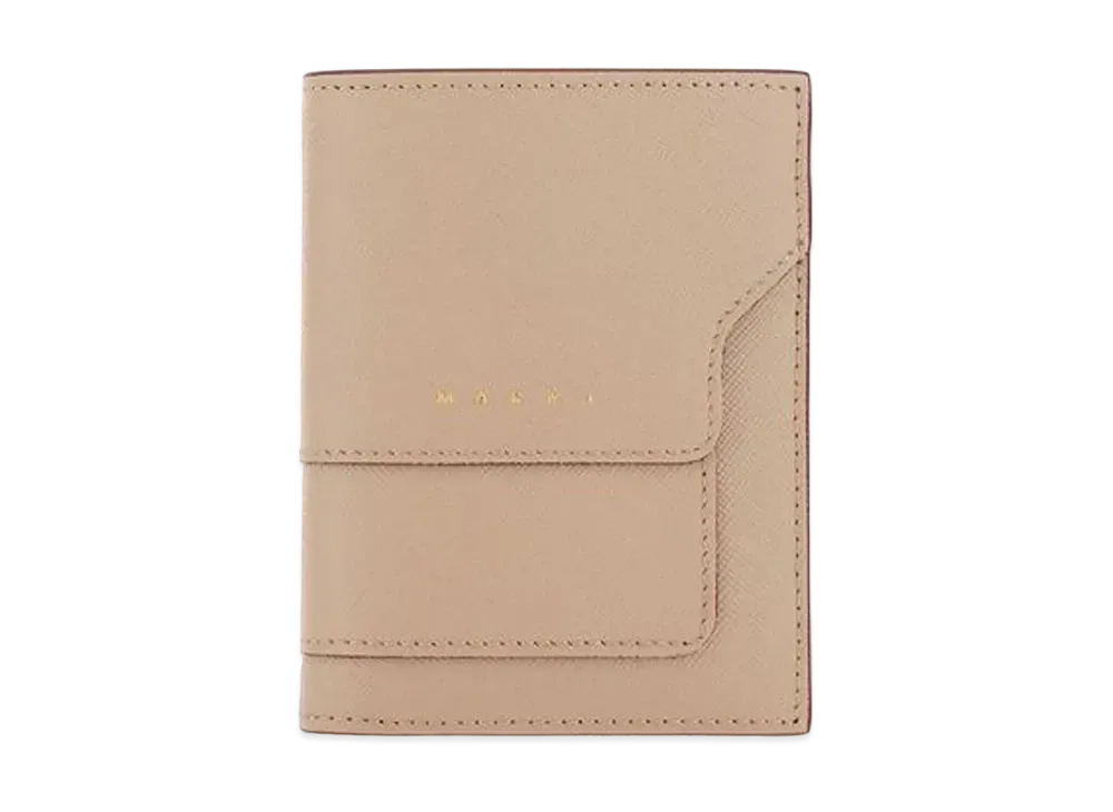 Marni Saffiano Leather Bi Fold Wallet "Beige"