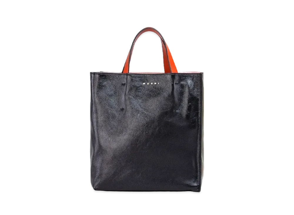 Marni Black Green Orange Tumbled Leather Museo Soft Bag "Black"