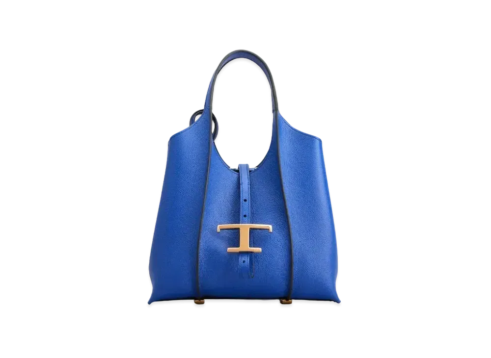 TOD'S T Timeles Leather Shopping Bag Mini "Blue"