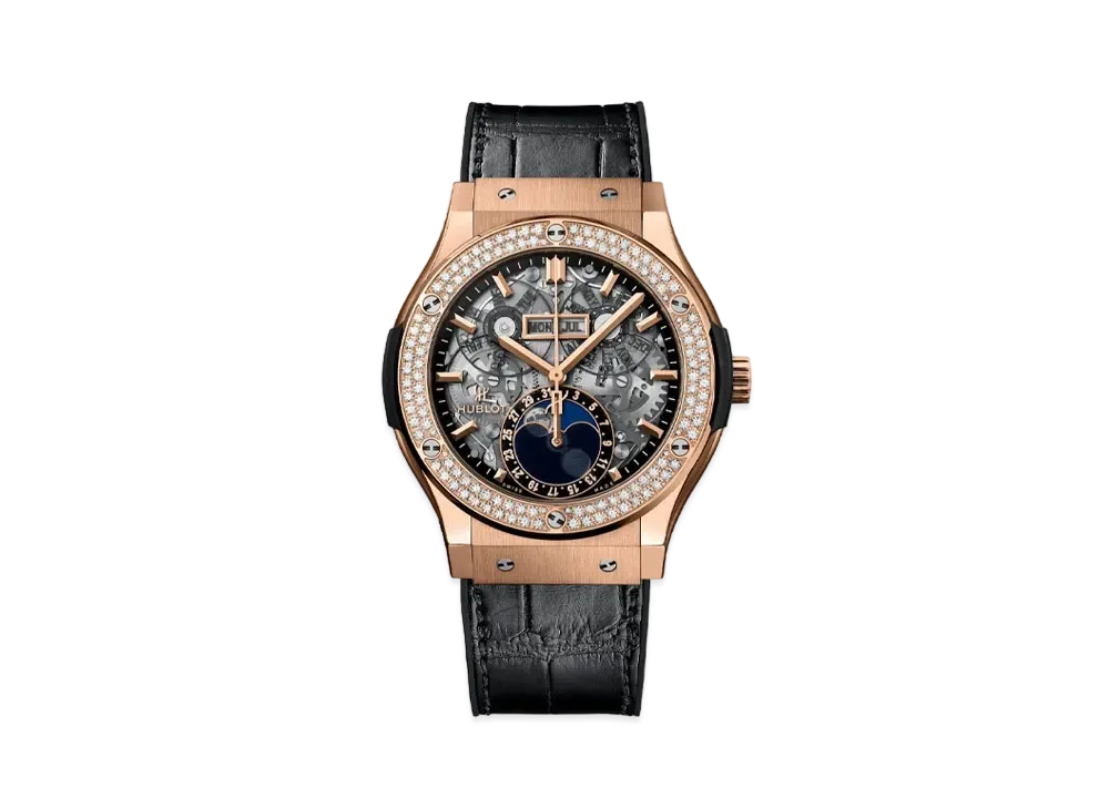 HUBLOT Classic Fusion Aerofusion Moonphase King Gold Diamonds 45mm