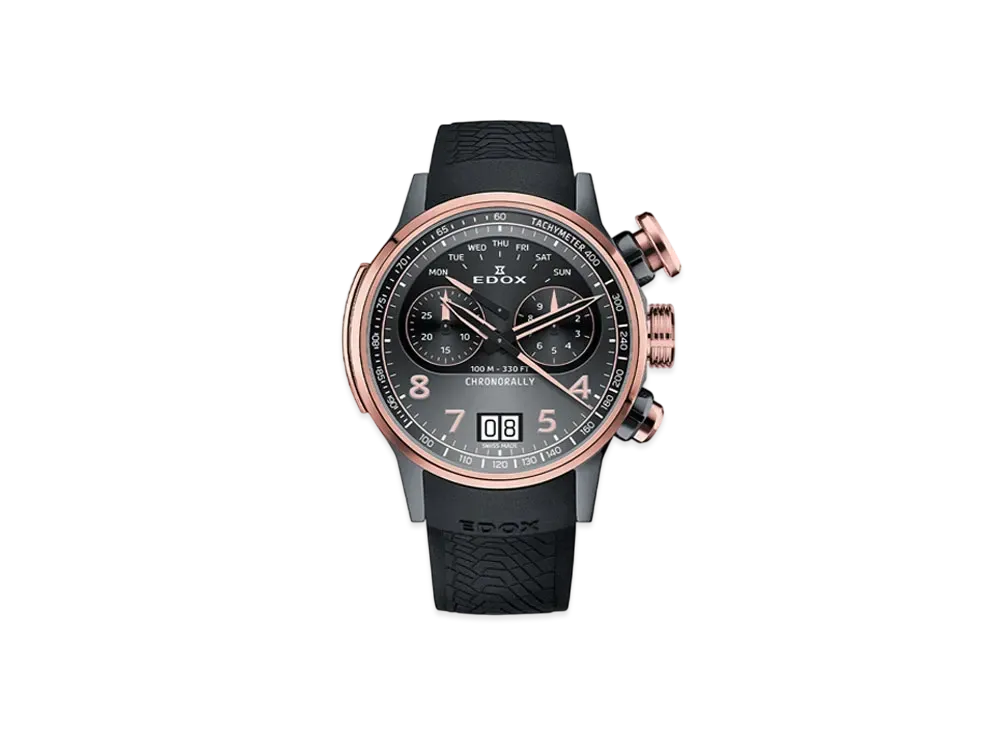 エドックス クロノラリー クロノグラフ 45 "ローズゴールド/グレー" 38003-TINGR-GNR