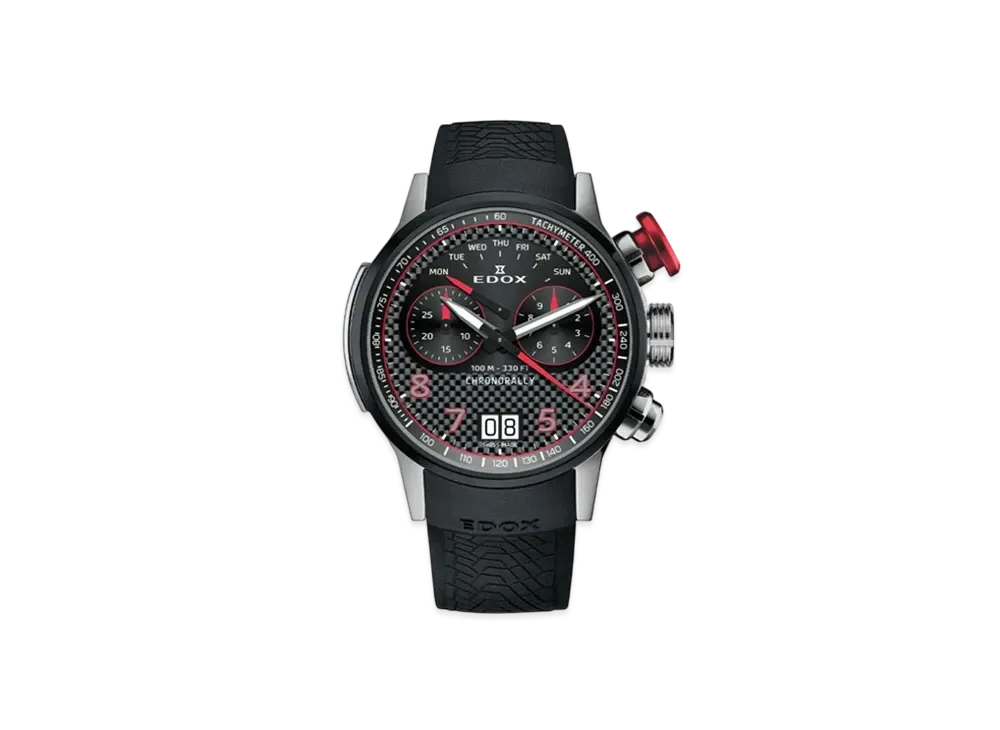 エドックス クロノラリー クロノグラフ 45 "レッド/カーボンブラック" 38003-TINRO-CARO
