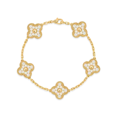 Van Cleef & Arpels Vintage Alhambra bracelet 5 motifs "18K Yellow gold/Diamond"
