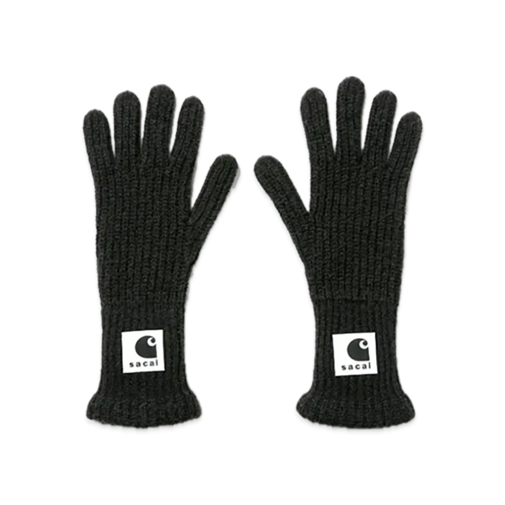 sacai x Carhartt WIP Wool Knit Gloves "Black"
