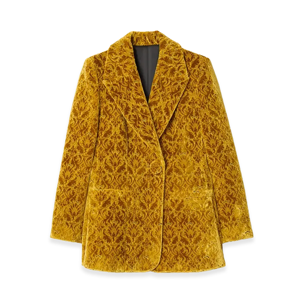 Burberry Women's Baroque Velvet Blazer "Pear Yellow"